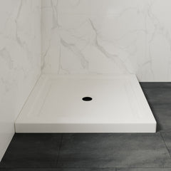 Square Shower Base, Center Drain, Acrylic, 36 x 36 In, White
