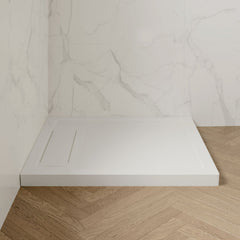Square Shower Base, Hidden Side Drain, Reversible, Acrylic, 36 x 36 In, White