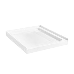 Square Shower Base, Hidden Side Drain, Reversible, Acrylic, 36 x 36 In, White