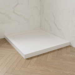 Square Shower Base, Hidden Side Drain, Reversible, Acrylic, 36 x 36 In, White