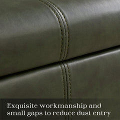 Square Storage Ottoman, 30 in, Dark Green Faux Leather