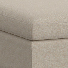 Square Storage Ottoman, Natural Polyester with Brown Legs