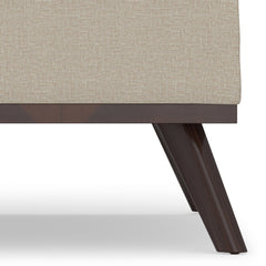 Square Storage Ottoman, Natural Polyester with Brown Legs