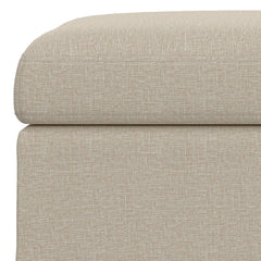Square Storage Ottoman, Natural Polyester with Brown Legs