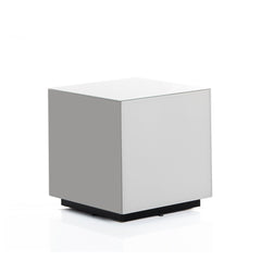 Square Table, Glass Top and Base, White Top, Black Base