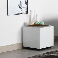 Square Table, Glass Top and Base, White Top, Black Base