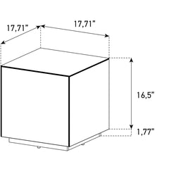 Square Table, Glass Top and Base, White Top, Black Base
