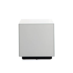 Square Table, Glass Top and Base, White Top, Black Base