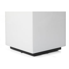 Square Table, Glass Top and Base, White Top, Black Base