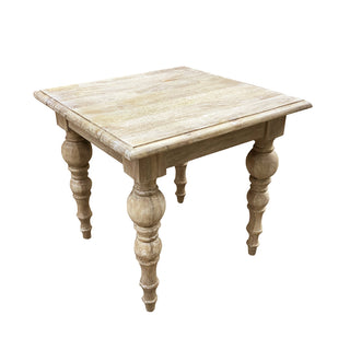 Square Table, Solid Mango Wood with White Wash Finish