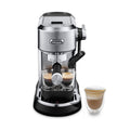 Front | front view of Dedica Maestro Plus brewing espresso