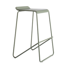 Stackable Bar Stool, 30-Inch Seat Height, Gray Green Steel with Ash Veneer Seat