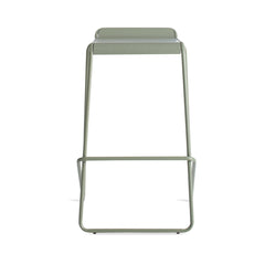 Stackable Bar Stool, 30-Inch Seat Height, Gray Green Steel with Ash Veneer Seat