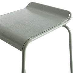 Stackable Bar Stool, 30-Inch Seat Height, Gray Green Steel with Ash Veneer Seat