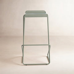 Stackable Bar Stool, 30-Inch Seat Height, Gray Green Steel with Ash Veneer Seat
