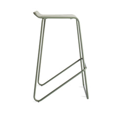 Stackable Bar Stool, 30-Inch Seat Height, Gray Green Steel with Ash Veneer Seat