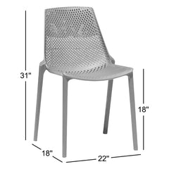 Stackable Outdoor Side Chairs, Set of 4, Brown Plastic