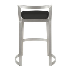 Stackable Stool, Metal Frame, Low Back, Sled Legs, Upholstered Seat