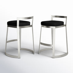 Stackable Stool, Metal Frame, Low Back, Sled Legs, Upholstered Seat