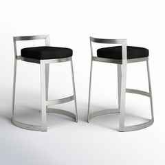 Stackable Stool, Metal Frame, Low Back, Sled Legs, Upholstered Seat
