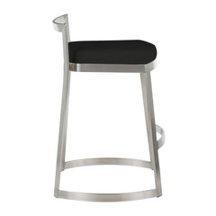 Stackable Stool, Metal Frame, Low Back, Sled Legs, Upholstered Seat