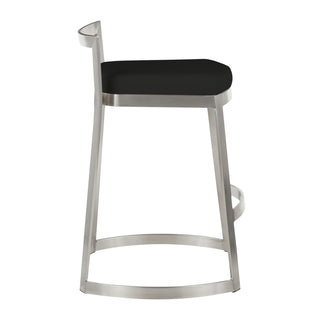 Stackable Stool, Metal Frame, Low Back, Sled Legs, Upholstered Seat