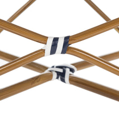 Stacking Armchairs, Set of 2, Navy and White PE Wicker with Brown Aluminum Frame