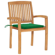 Stacking Patio Armchairs, Set of 6, Brown Solid Wood with Cushions