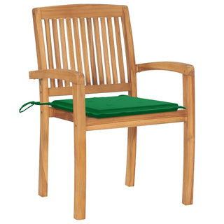 Stacking Patio Armchairs, Set of 6, Brown Solid Wood with Cushions