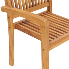 Stacking Patio Armchairs, Set of 6, Brown Solid Wood with Cushions