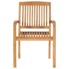 Stacking Patio Armchairs, Set of 6, Brown Solid Wood with Cushions