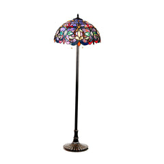 Stained Glass Floor Lamp, 62 Inch with Bowl Shade in Dark Antique Bronze