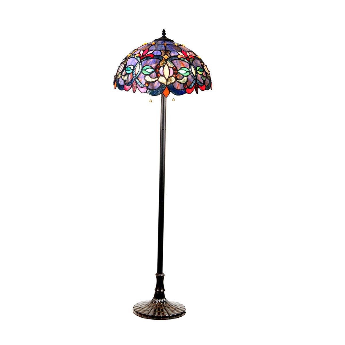 Stained Glass Floor Lamp, 62 Inch with Bowl Shade in Dark Antique Bronze