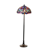 Stained Glass Floor Lamp, 62 Inch with Bowl Shade in Dark Antique Bronze