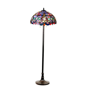 Stained Glass Floor Lamp, 62 Inch with Bowl Shade in Dark Antique Bronze