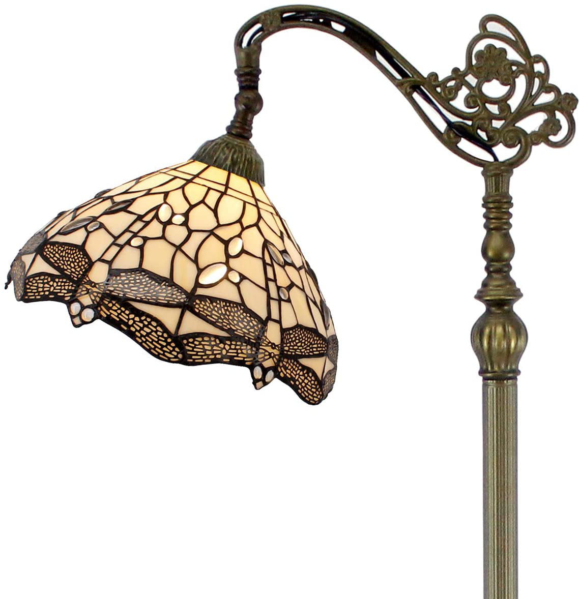 Stained Glass Floor Lamp, Arched, 1 Light with Bronze Antique Base