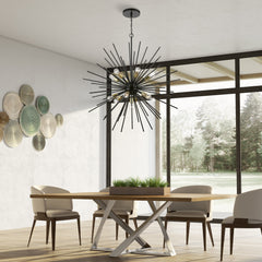 Starburst Chandelier with 13 Lights, Hardwired, 42 In Wide