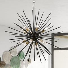 Starburst Chandelier with 13 Lights, Hardwired, 42 In Wide