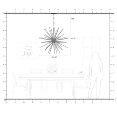 Starburst Chandelier with 13 Lights, Hardwired, 42 In Wide