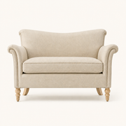 Front | Stipanska linen loveseat facing forward on a neutral studio background