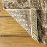 Folded corner | one corner turned back to show the backing and weave