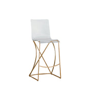 Stool, Clear Acrylic Seat with Wrought Iron Frame and Footrest