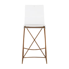 Stool, Clear Acrylic Seat with Wrought Iron Frame and Footrest