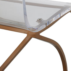 Stool, Clear Acrylic Seat with Wrought Iron Frame and Footrest