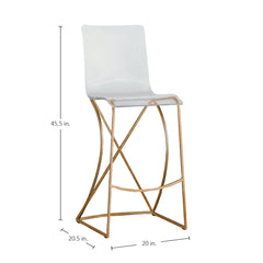 Stool, Clear Acrylic Seat with Wrought Iron Frame and Footrest