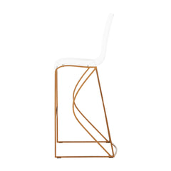 Stool, Clear Acrylic Seat with Wrought Iron Frame and Footrest
