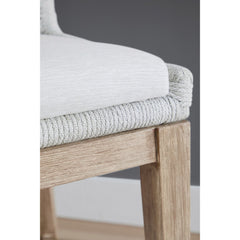 Stool with Back and Footrest, Solid Wood, White Speckle Seat, Natural Gray Base