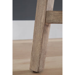 Stool with Back and Footrest, Solid Wood, White Speckle Seat, Natural Gray Base