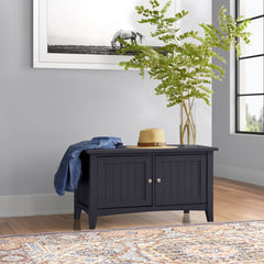 Storage Bench, 36 in Wide, Charcoal with Birch Block Feet
