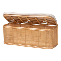 Storage Bench, Brown Rattan with Lift-Top Storage